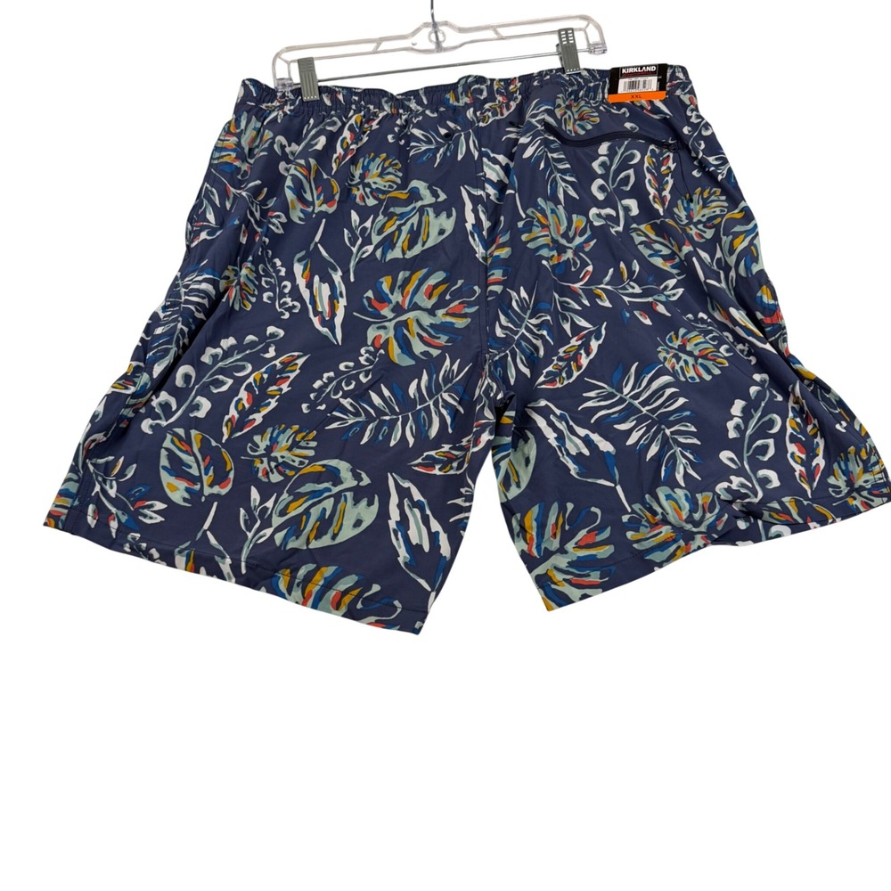 Kirkland Signature Mens XXL Swim Shorts Navy Blue Tropical Leaf Print 7771314
